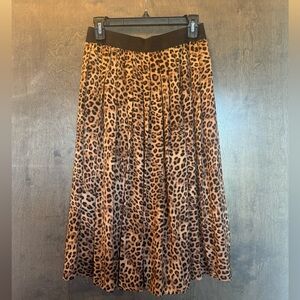 Charter Club Brown Leopard A-Line Pleated Skirt